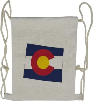 Lunarable Colorado Drawstring Backpack, Centennial State Map Flag, Sackpack Bag