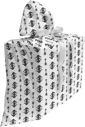 Lunarable Tribal Fabric Gift Bag, Prehistoric Arrows Pattern with Folk Symbolic Image, Present Sack for Parties Birthdays with 3 Ribbons, 27, Black White