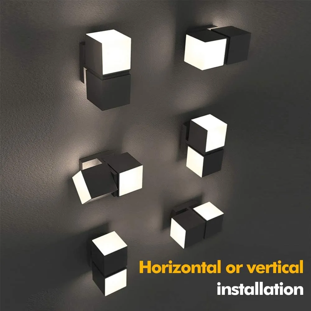 LUTEC Cuba 3000K 1100LM LED Integrated Porch Wall Light Outdoor and Indoor Bedroom LED Wall Lantern Sconce-Black