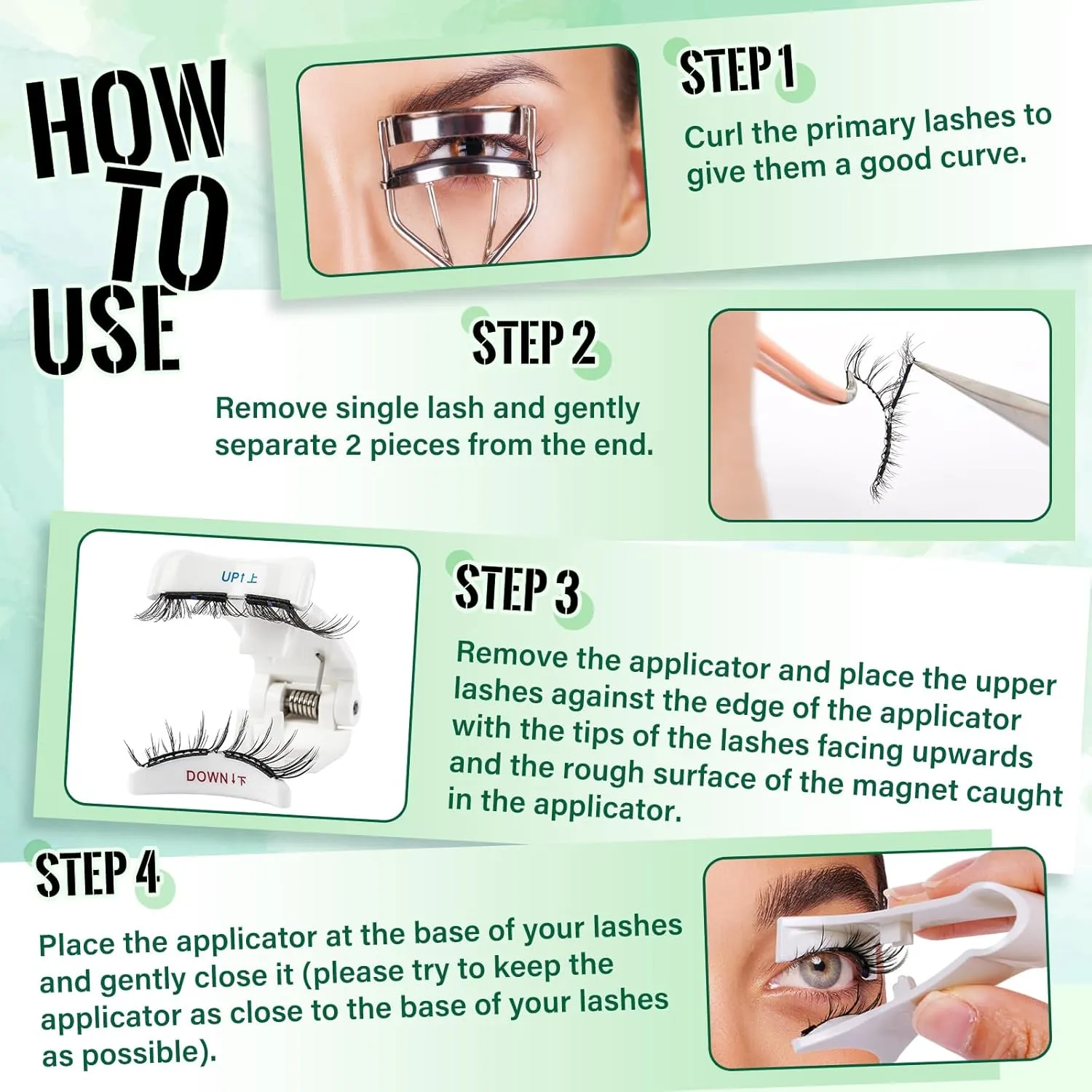 Magnetic Eyelashes Kit: No Glue Reusable Eyelashes, Single Pair, Radiant, Black, Faux Mink, Soft, Lightweight, Natural Appearance