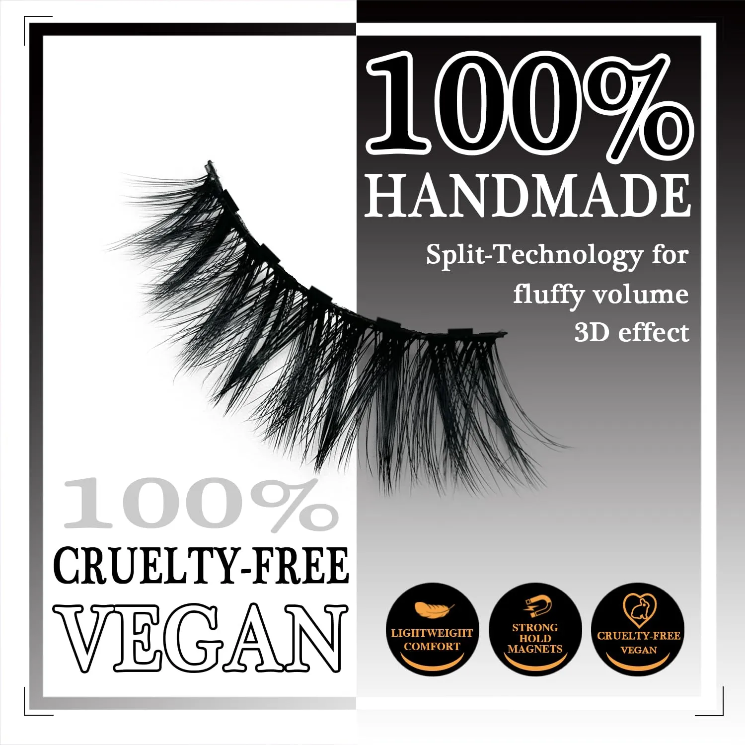 Magnetic Eyelashes Natural Look /3D Short Magnetic Lashes with Eyeliner/Cruelty-Free & Vegan Faux Mink Lashes /60 Wears