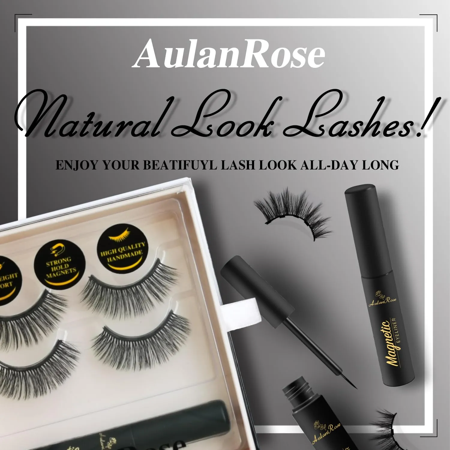 Magnetic Eyelashes Natural Look /3D Short Magnetic Lashes with Eyeliner/Cruelty-Free & Vegan Faux Mink Lashes /60 Wears