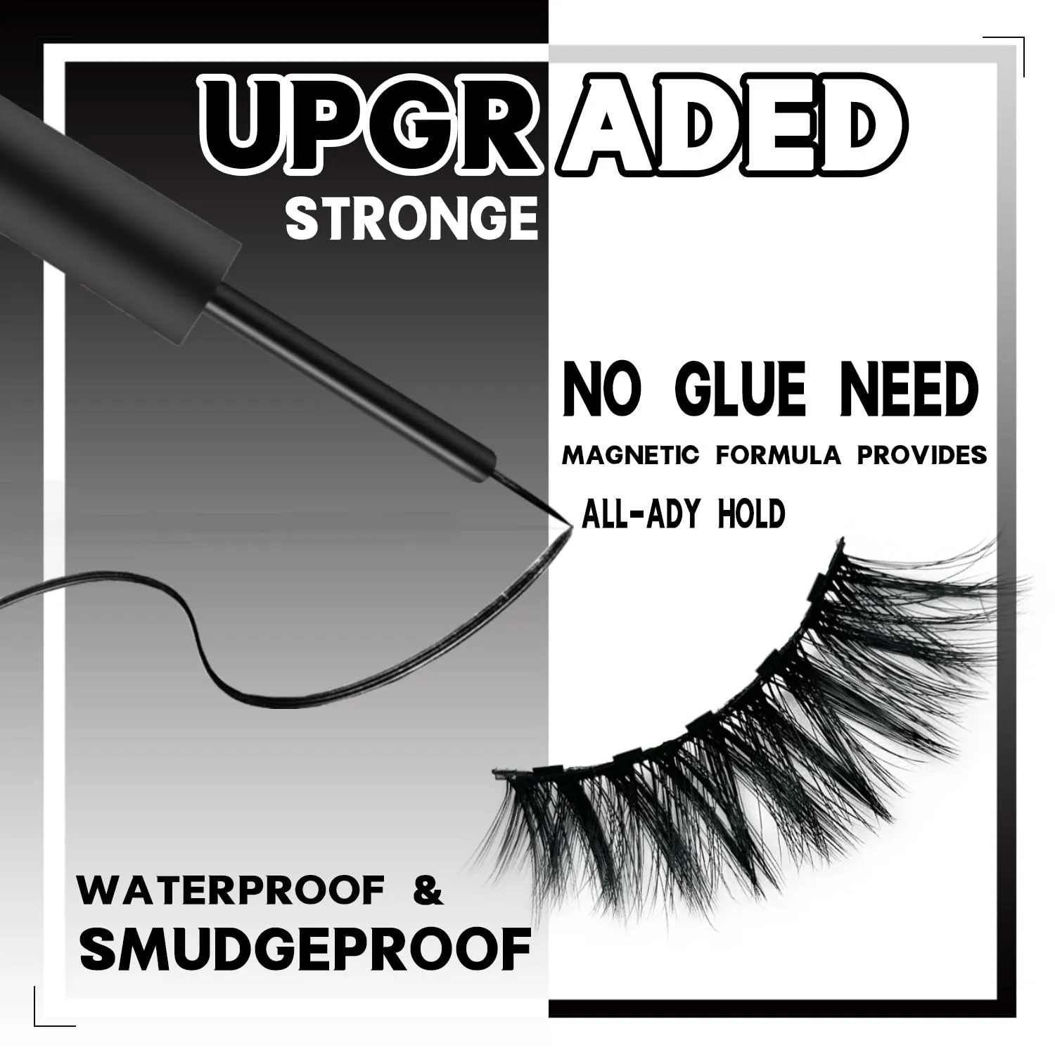 Magnetic Eyelashes Natural Look /3D Short Magnetic Lashes with Eyeliner/Cruelty-Free & Vegan Faux Mink Lashes /60 Wears