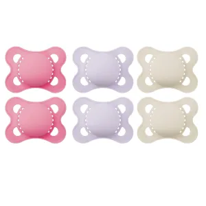MAM Original Matte Baby Pacifiers, Binky for Girls 0-6 Months, BPA-Free Silicone Nipple, Easy to Clean, Best for Newborn Babies, Developed with Medical Experts, 6 Count Binkies