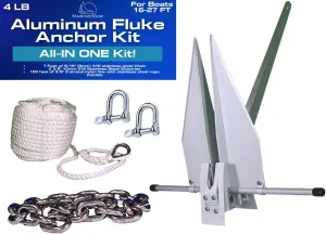MarineNow Premium Adjustable Aluminum Fluke Style Anchor Kit Chose Size 4lb, 7lb
