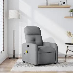 Massage Recliner Chair Light Gray Fabric