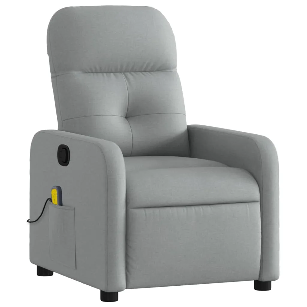 Massage Recliner Chair Light Gray Fabric