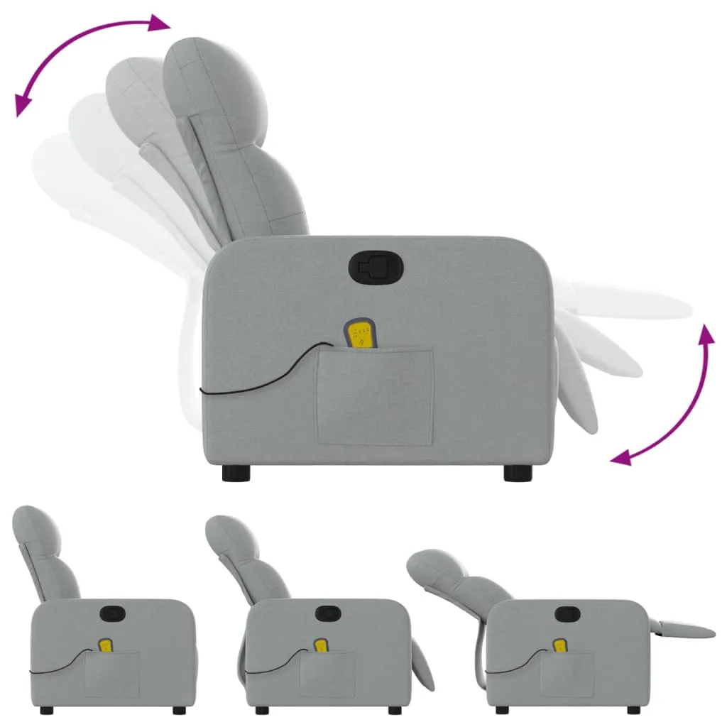 Massage Recliner Chair Light Gray Fabric