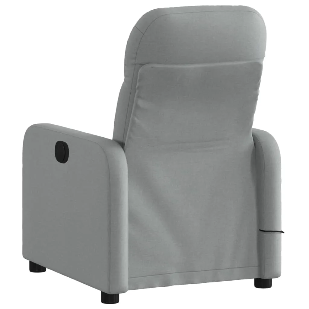 Massage Recliner Chair Light Gray Fabric