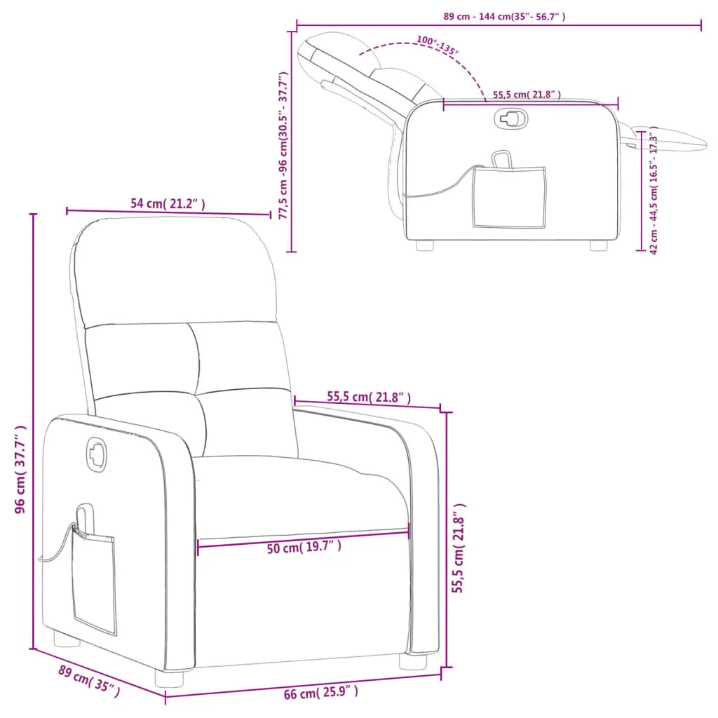Massage Recliner Chair Light Gray Fabric