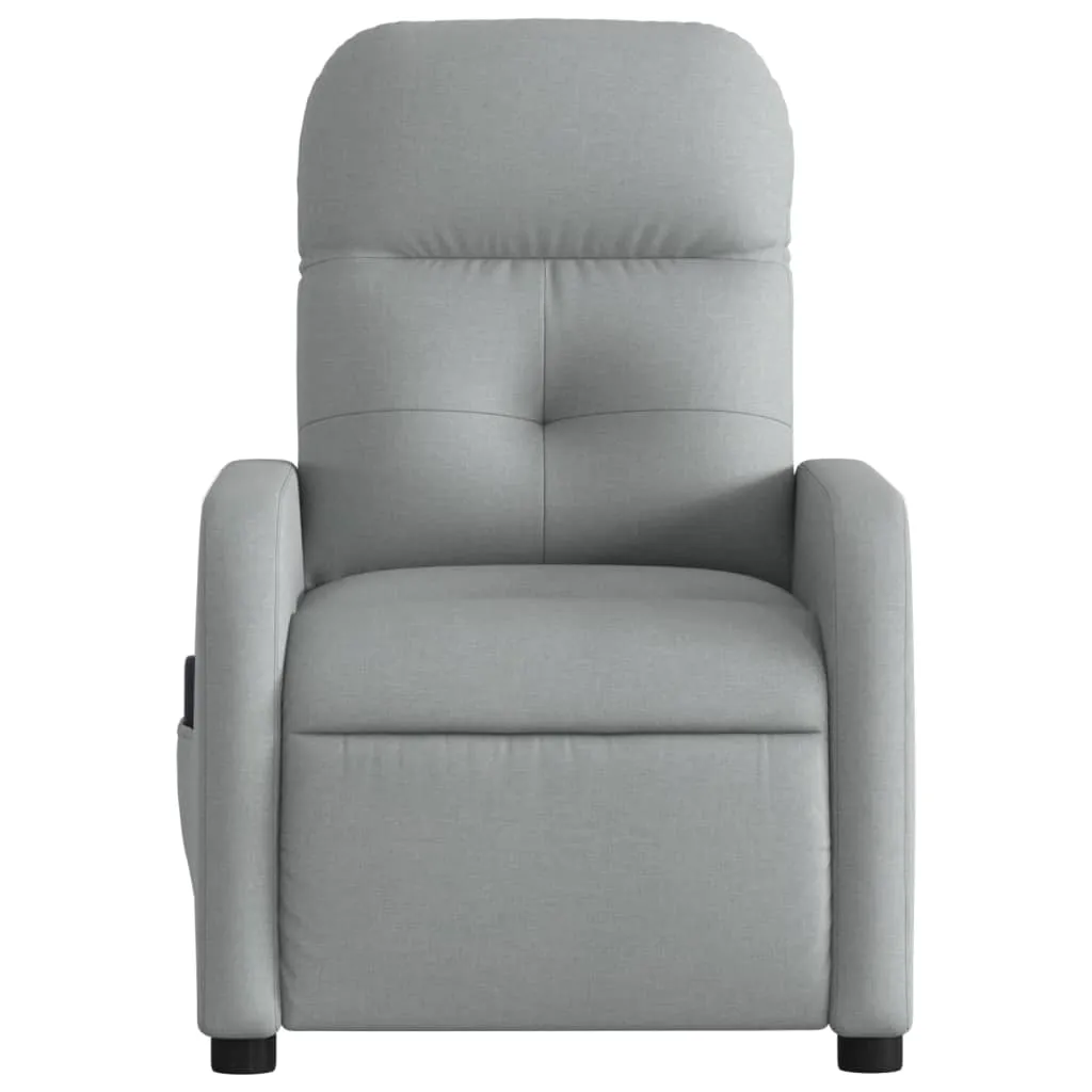 Massage Recliner Chair Light Gray Fabric