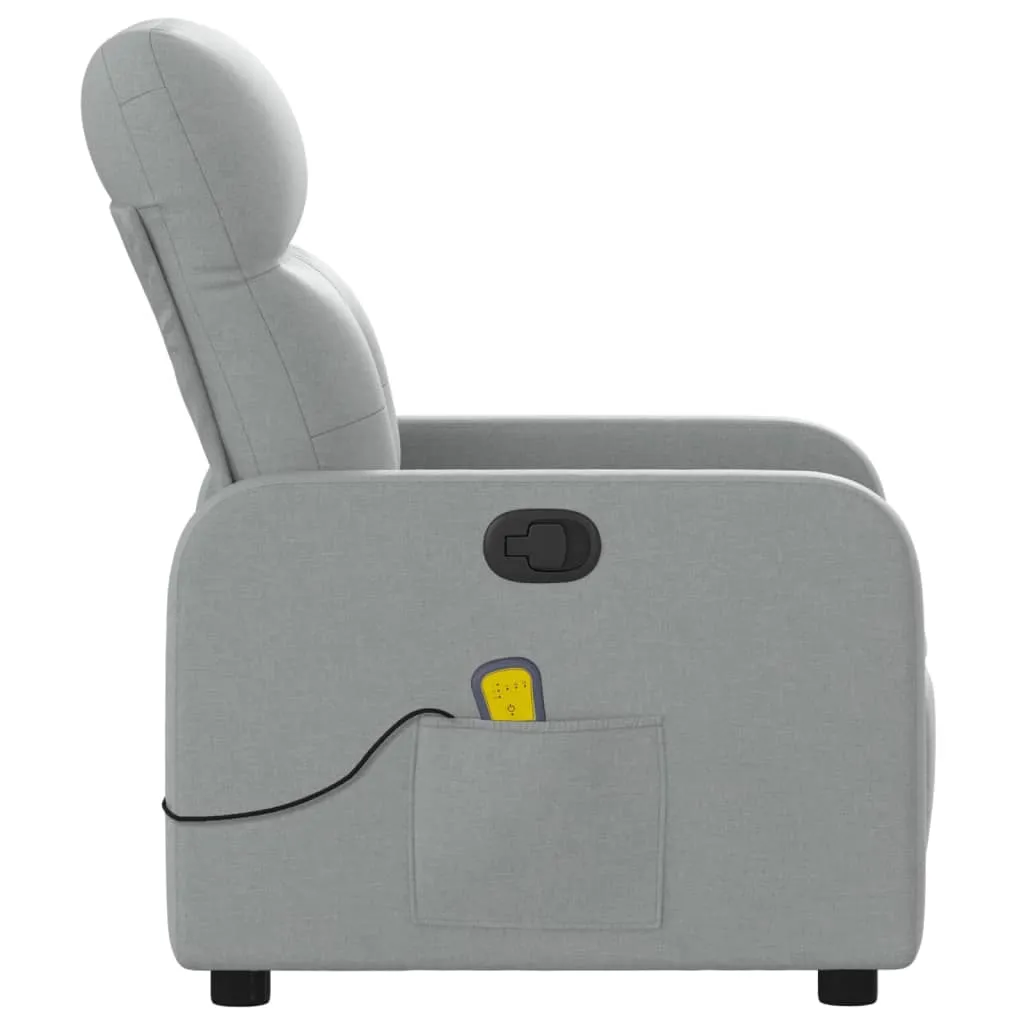 Massage Recliner Chair Light Gray Fabric