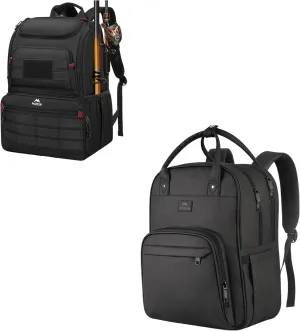 MATEIN Fishing Backpack Tackle Box, Water Resistant Tackle Fishing Bags, Nurse Backpack, 17 Inch Extra Large Waterproof Laptop Tote Bag with Removable Organizer