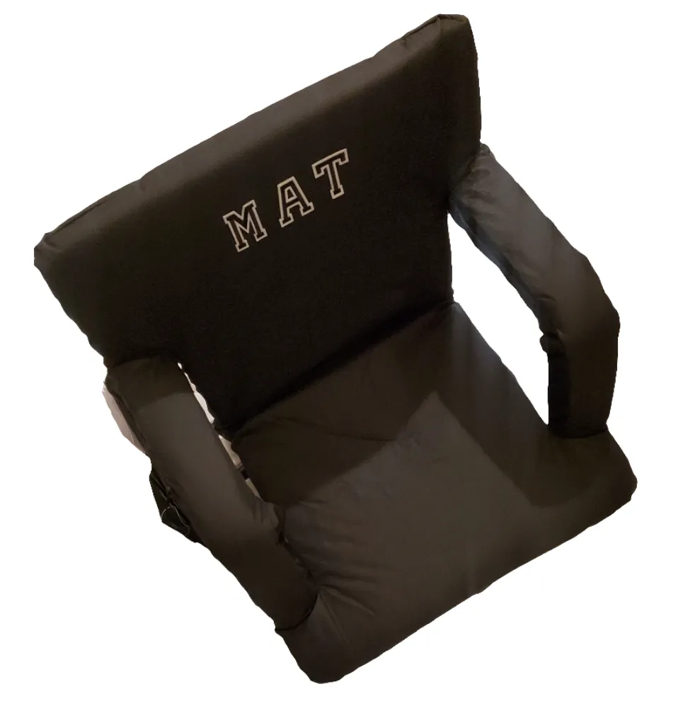 McConaughey Reclining Stadium Seat with Armrests: Black / Wide