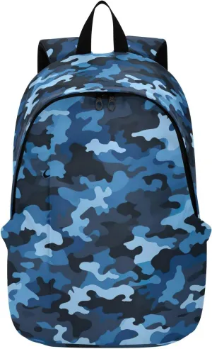 MCHIVER Travel Backpack Blue Camo Casual Daypack Backpacks Lightweight Carry on Bag Water Resistant Hiking Backpack for Men Women