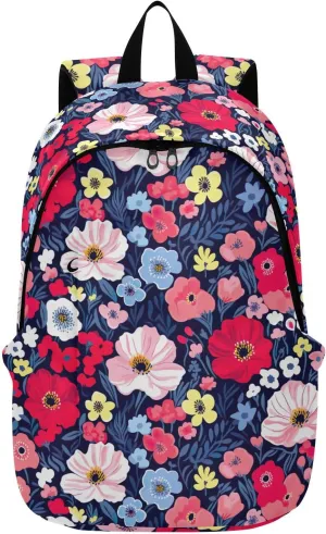 MCHIVER Travel Backpack Floral Poppies Flower Spring Casual Daypack Backpacks Lightweight Carry on Bag Water Resistant Hiking Backpack for Men Women