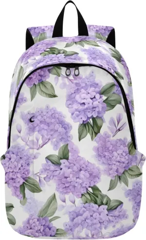 MCHIVER Travel Backpack Lilacs Flowers Purple Casual Daypack Backpacks Lightweight Carry on Bag Water Resistant Hiking Backpack for Women and Men