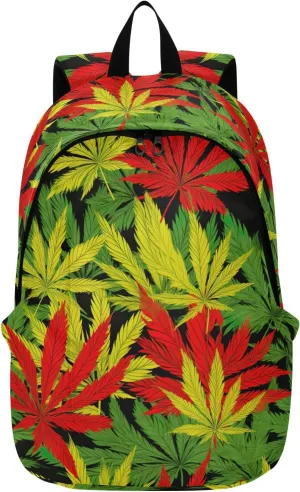 MCHIVER Travel Backpack Red Yellow Leaf Casual Daypack Backpacks Lightweight Carry on Bag Water Resistant Hiking Backpack for Men Women
