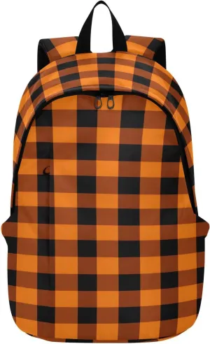 MCHIVER Travel Backpack Yellow Black Plaid Casual Daypack Backpacks Lightweight Carry on Bag Water Resistant Hiking Backpack for Women and Men