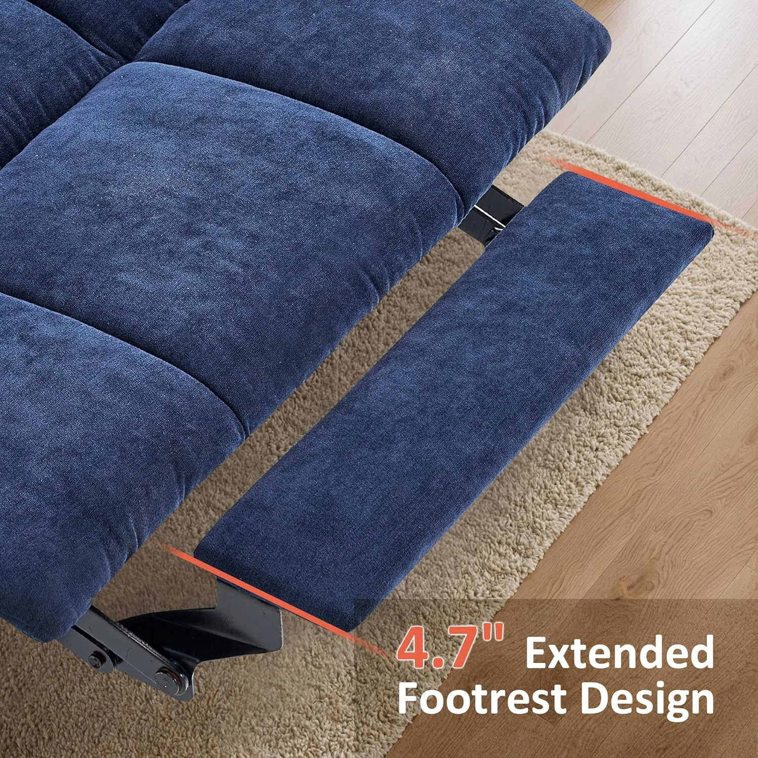 MCombo Power Lift Recliner Chair with Extended Footrest for Elderly People, Fabric 7287 (Navy Blue, Medium-Regular)