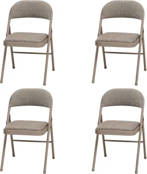 MECO 4 Pack Padded Folding Chairs, Cushioned Courtyard Fabric Foldable Chair, Chicory Lace