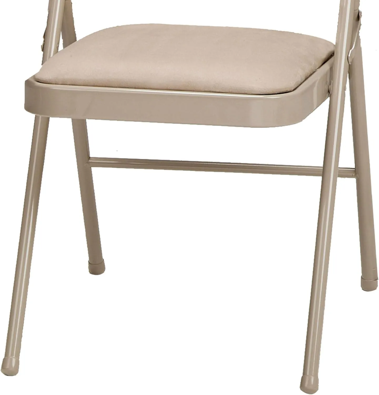 MECO 4 Pack Padded Folding Chairs, Cushioned Sand Fabric Foldable Chair, Buff