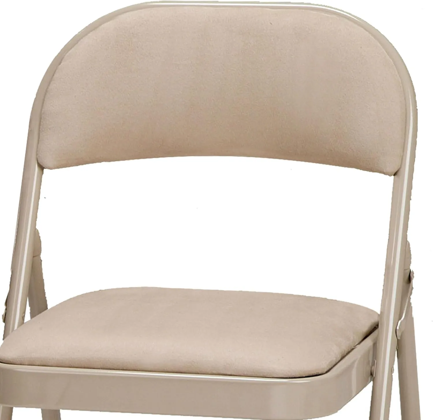 MECO 4 Pack Padded Folding Chairs, Cushioned Sand Fabric Foldable Chair, Buff