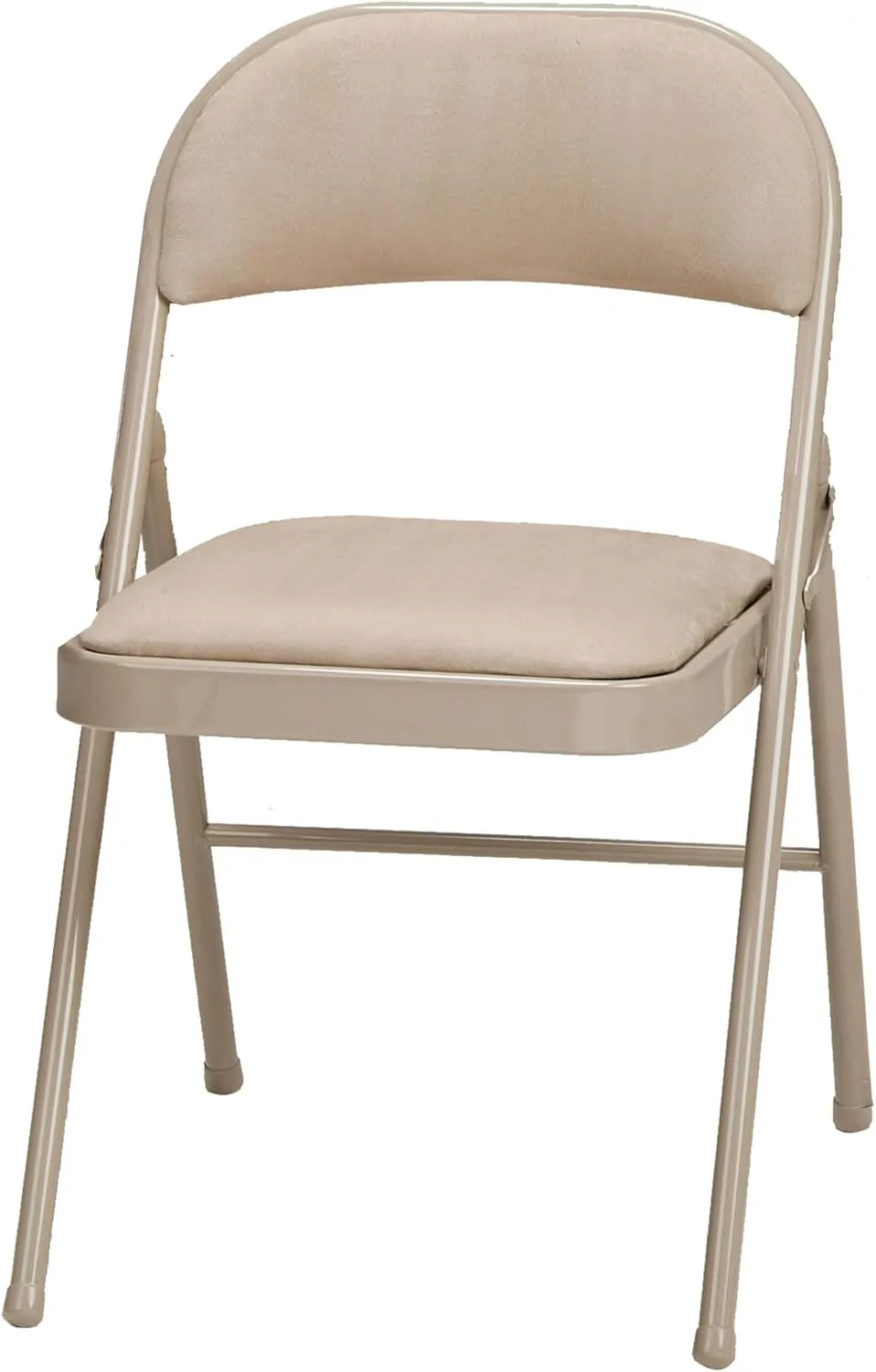MECO 4 Pack Padded Folding Chairs, Cushioned Sand Fabric Foldable Chair, Buff