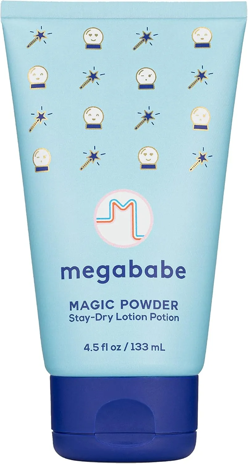 Megababe Sweat Absorbing Lotion - Magic Powder Stay-Dry Lotion to Powder | Aluminum-Free, Talc-Free | 4.5 fl oz