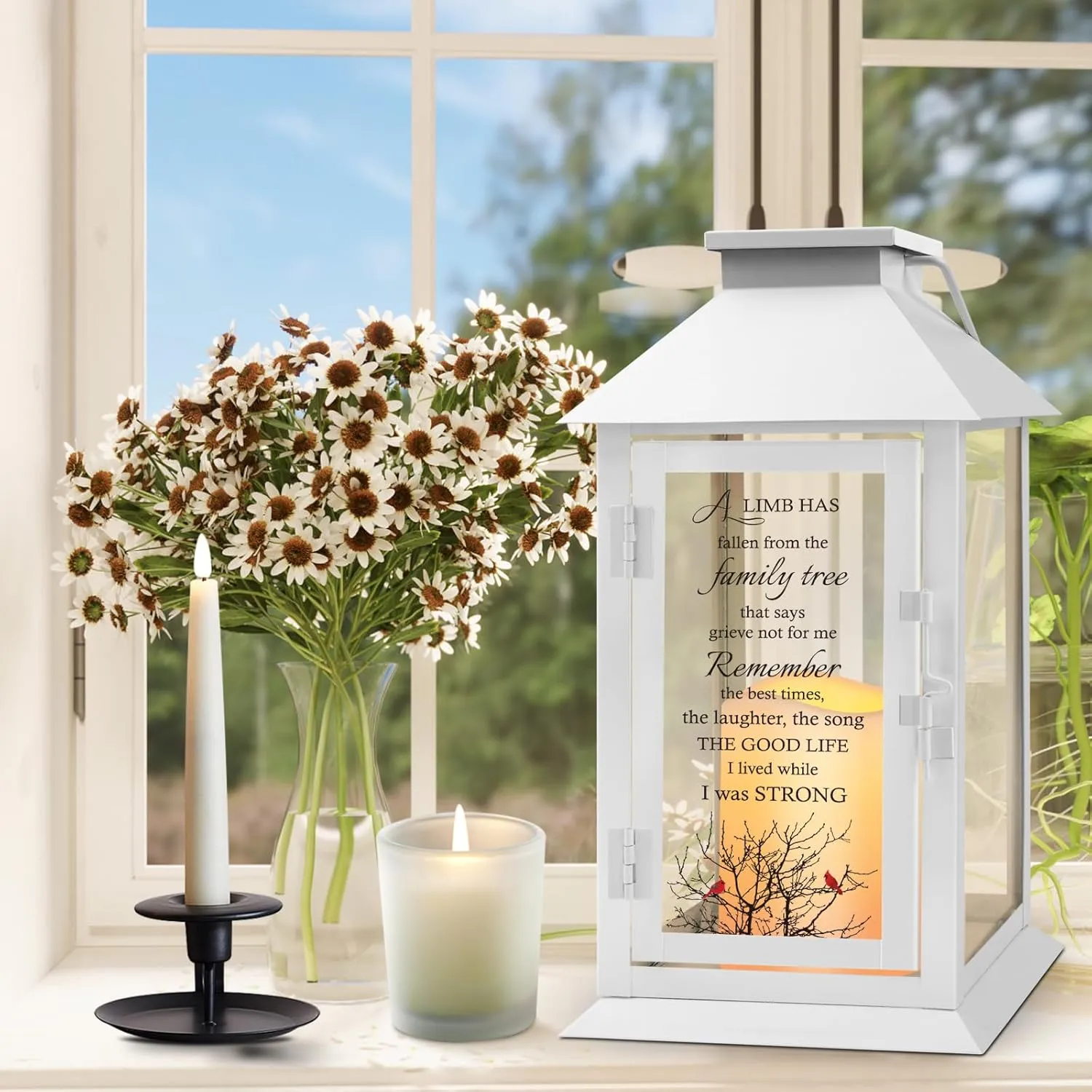 Memorial Lantern Bereavement Gifts in Memory of Loved One - Remembrance Sympathy Gifts for Loss of Mother or Father with LED Candle and Remote