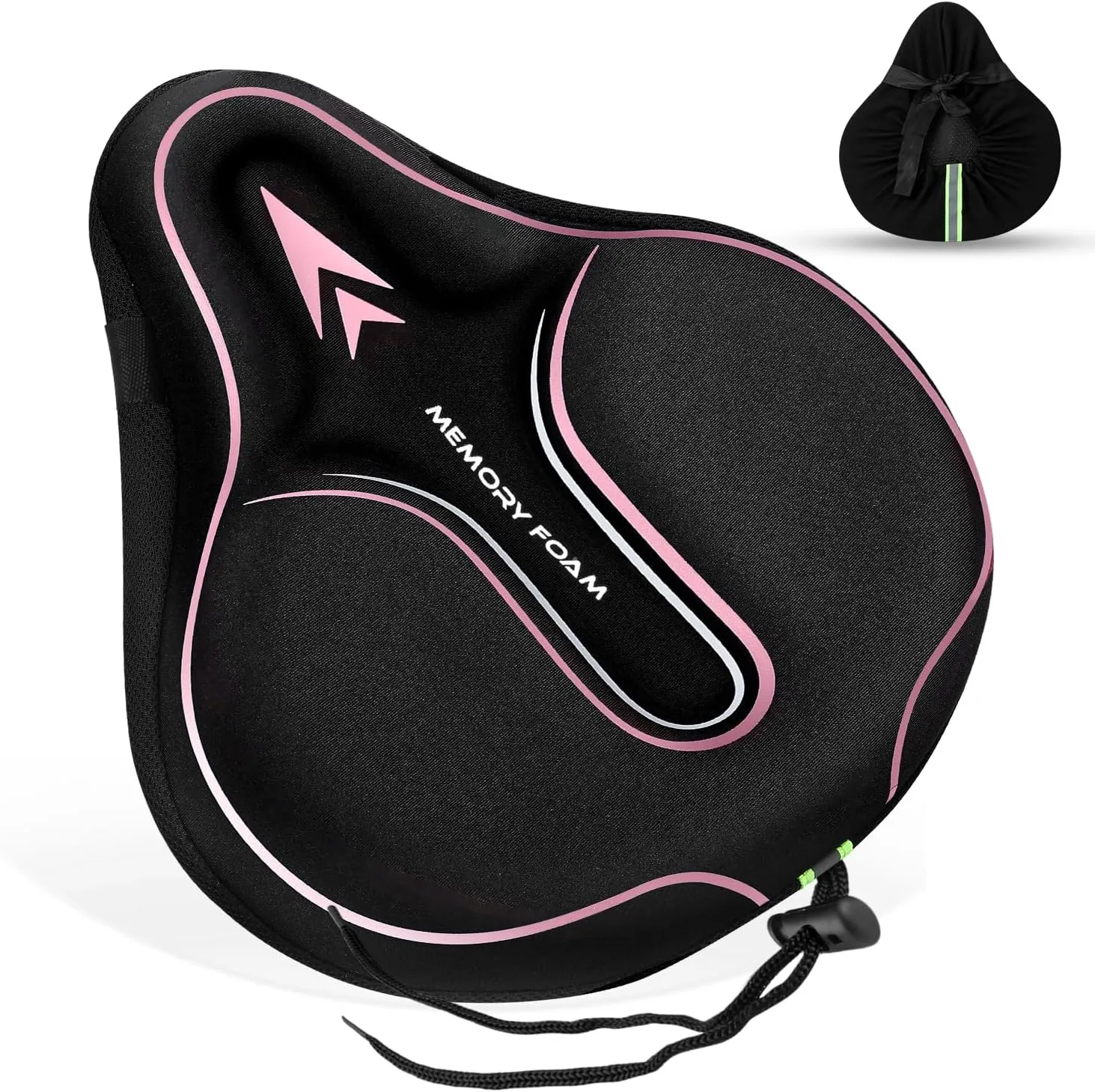 Memory Foam Bike Seat Cover Padded, Soft Bike Cushion for Men & Women, Comfortable Bike Accessories for Bike, Outdoor Indoor Cycling
