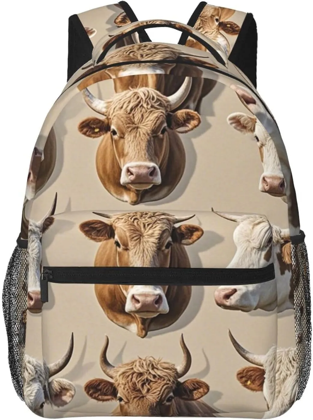 Men & Women Lightweight Cute Highland Cattle Art Casual Daypack Large Capacity Bookbag With Adjustable Shoulder Straps for Gym Business Bicycle