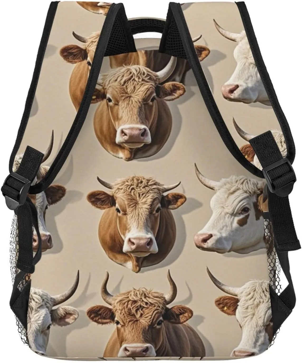 Men & Women Lightweight Cute Highland Cattle Art Casual Daypack Large Capacity Bookbag With Adjustable Shoulder Straps for Gym Business Bicycle