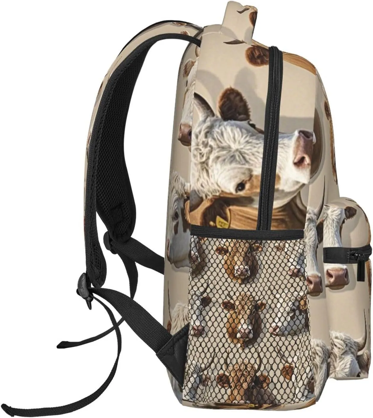 Men & Women Lightweight Cute Highland Cattle Art Casual Daypack Large Capacity Bookbag With Adjustable Shoulder Straps for Gym Business Bicycle