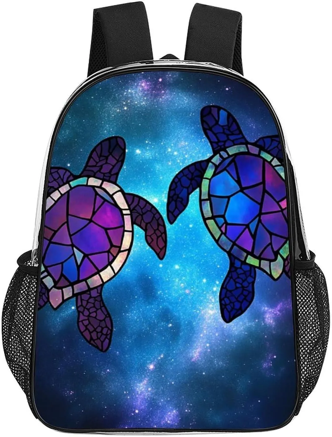 Men & Women Lightweight Sea Turtle Galaxy Art Casual Daypack Large Capacity Bookbag Transparent Bag for Gym Business Bicycle