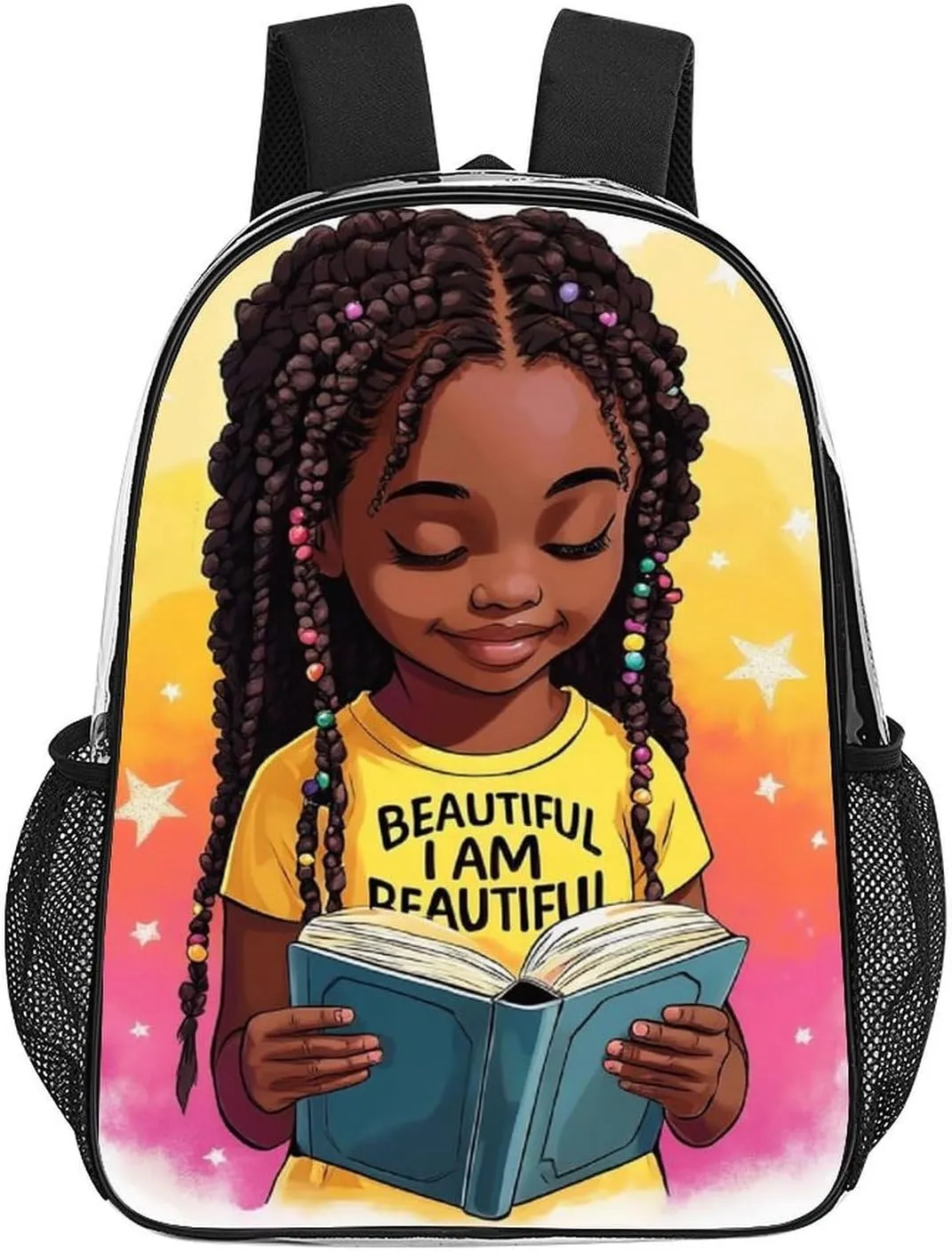Men Women Lightweight African American Black woman Book Art Backpack Large Capacity Carry On Bag Transparent Bag for Sports Work Walking Cycling