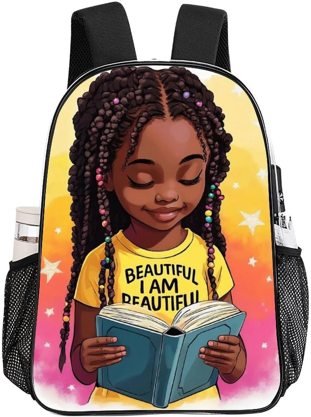 Men Women Lightweight African American Black woman Book Art Backpack Large Capacity Carry On Bag Transparent Bag for Sports Work Walking Cycling