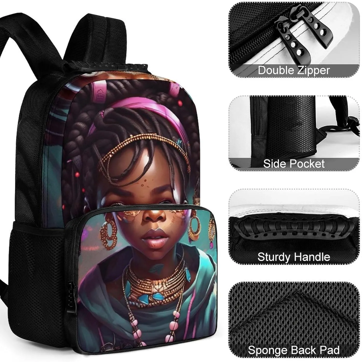 Men Women Lightweight African American Black Women Woman Art Backpack Large Capacity Carry On Bag With Padded Straps for Sports Work Walking Cycling