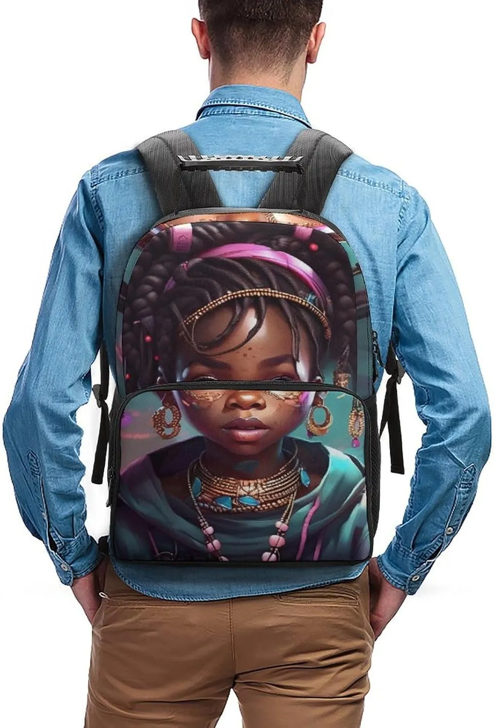 Men Women Lightweight African American Black Women Woman Art Backpack Large Capacity Carry On Bag With Padded Straps for Sports Work Walking Cycling