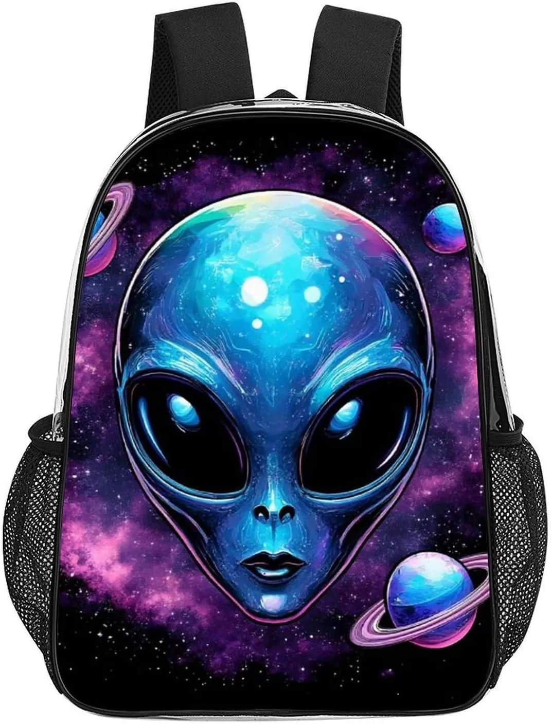 Men Women Lightweight Alien And Ufo Space Universe Art Backpack Large Capacity Carry On Bag Transparent Bag for Sports Work Walking Cycling