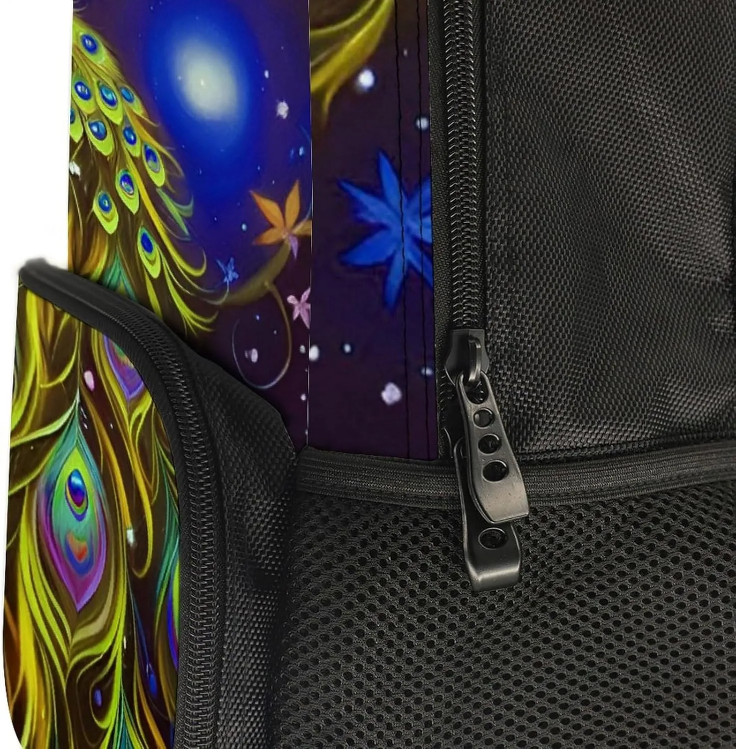 Men Women Lightweight Peacock Animal Oil Painting Backpack Large Capacity Bookbag With Smooth Zippers for Gym Business Running