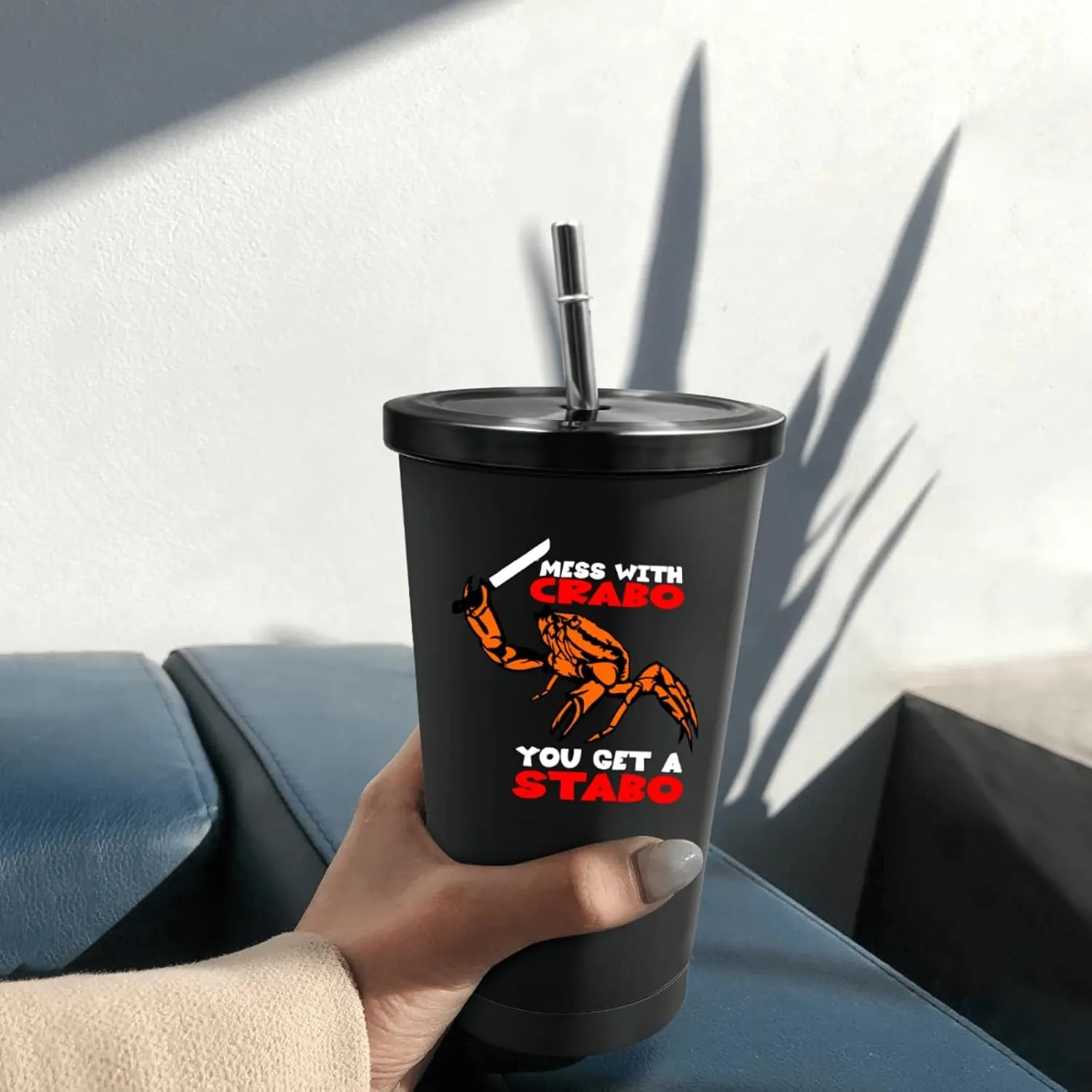 Mess With The Crabo You Get The Stabo Tumbler 20 oz Tumbler with Lid and Straw Insulated Tumblers Stainless Steel Tumblers Funny Gift