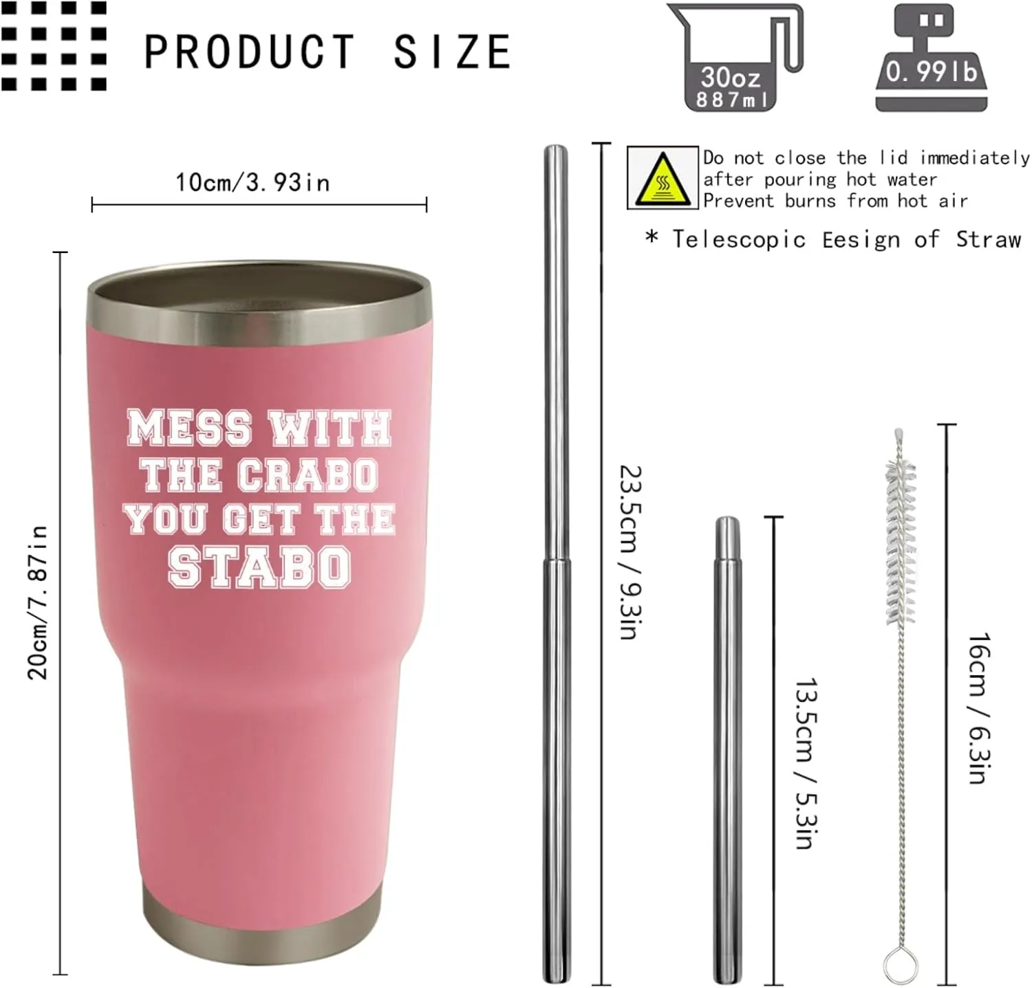 Mess With The Crabo You Get The Stabo Tumbler Insulated for Hot and Cold Tumbler with Lids and Straws funny Gift for Son for Home