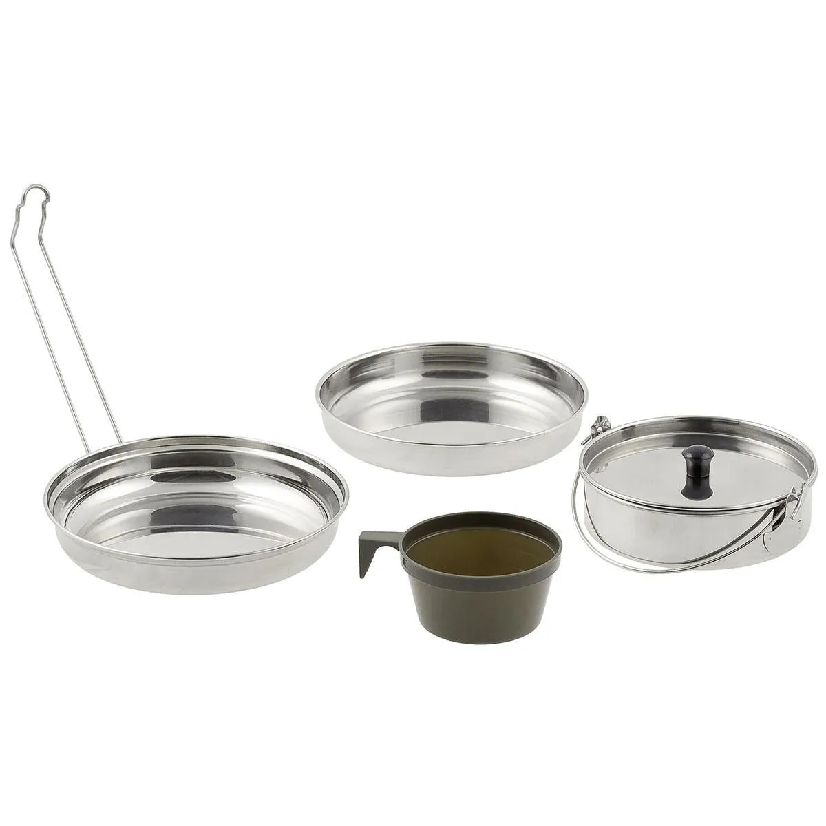 MFH Brand Mess Kit 5 pieces set stainless steel camping hiking trekking pot set