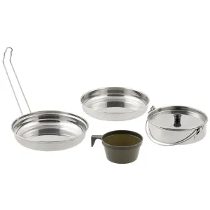 MFH Brand Mess Kit 5 pieces set stainless steel camping hiking trekking pot set