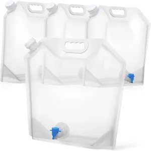 Mikikit 4 Pack Collapsible Water Tanks for Large Storage Emergency Water Pouches Camping