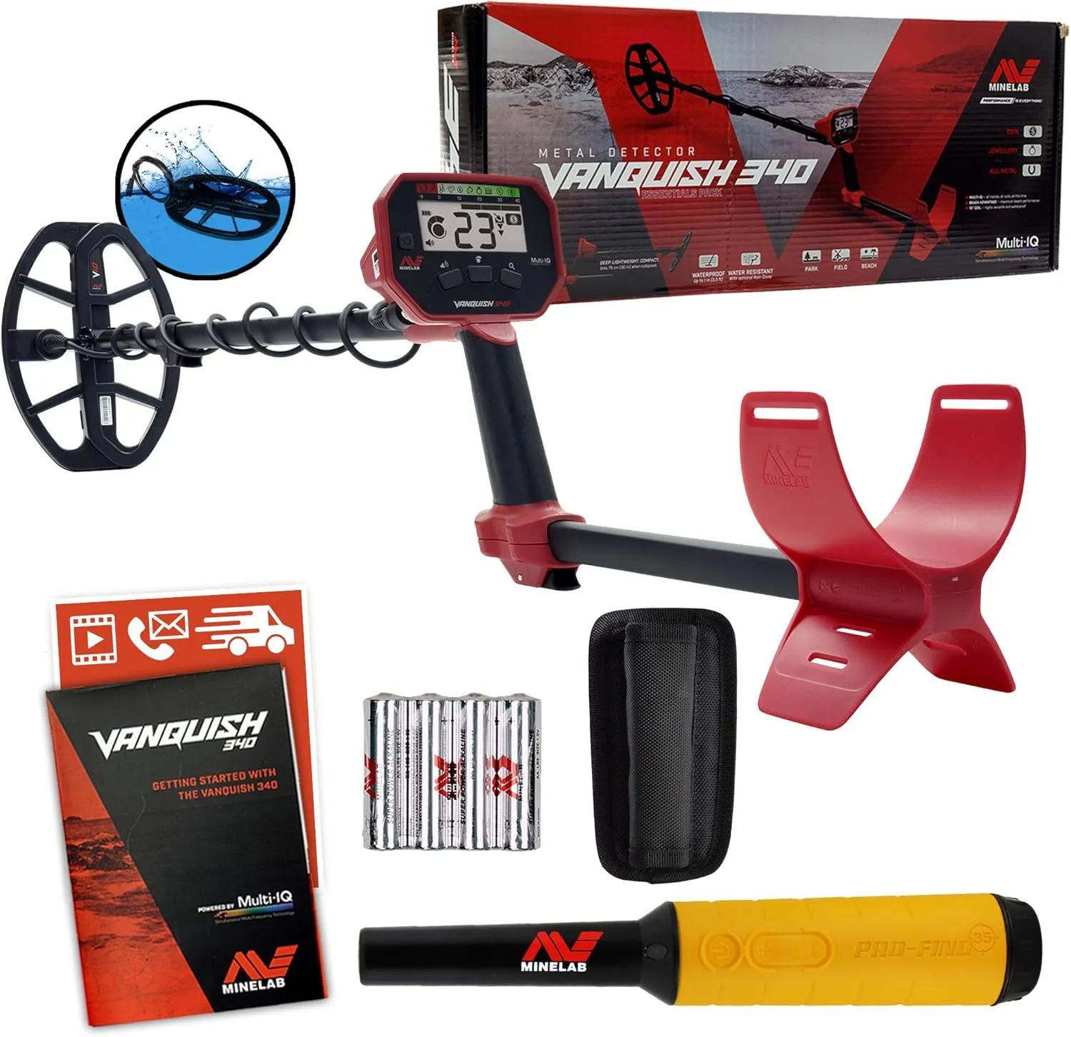 MINELAB Vanquish 340 Detector with 10 x 7 Coil and Pro-Find 35 Pinpointer
