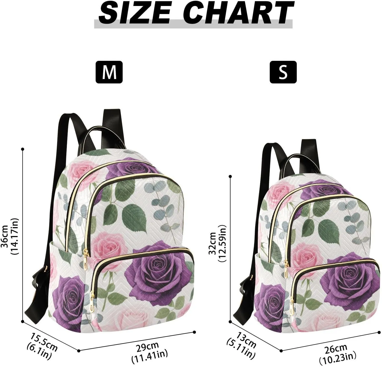 Mini Backpack Quilted Purse for Womens Small Backpack Daypack Rose Design for Travel Daily Camping,Multi12