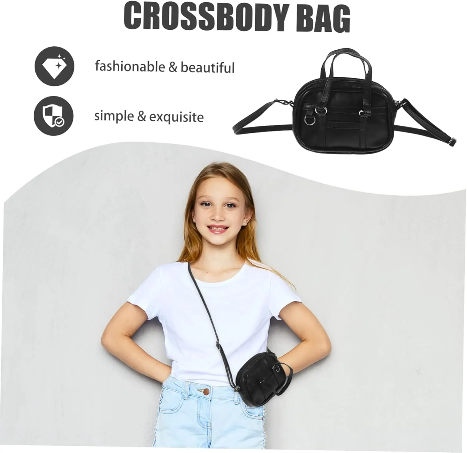Mini Bag for Dolls Handbag Backpack Mini House Decor Black Large Size Doll Accessories
