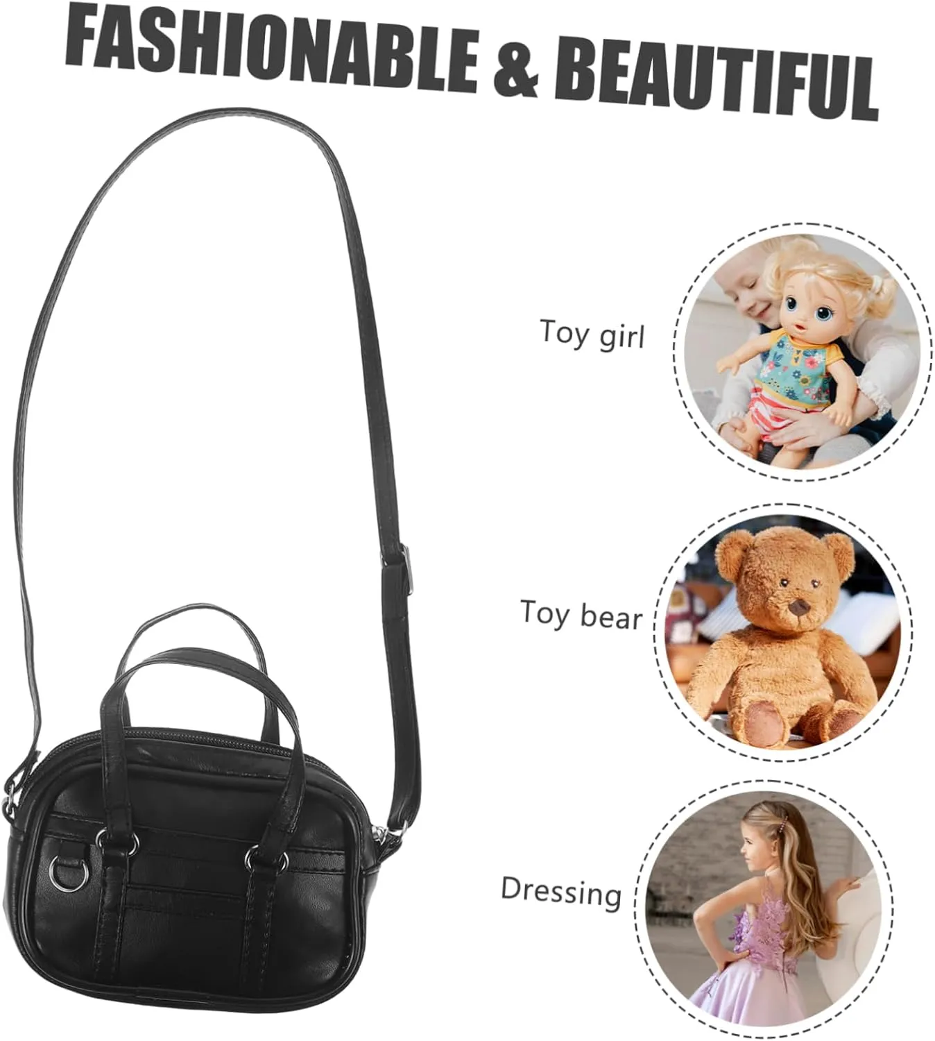 Mini Bag for Dolls Handbag Backpack Mini House Decor Black Large Size Doll Accessories